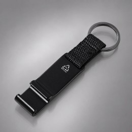 Брелок с подставкой для телефона из переработанного алюминия "Лао", черный