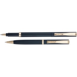 Набор Pierre Cardin коллекция «ПАРА (PEN&PEN)»: ручка шариковая + роллер. Корпус - латунь. Отделка -стальное покрытие. Детали дизайна - позолота. Цвет - черный