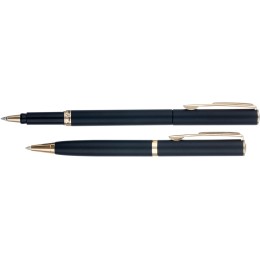 Набор Pierre Cardin коллекция «ПАРА (PEN&PEN)»: ручка шариковая + роллер. Корпус - латунь. Отделка -стальное покрытие. Детали дизайна - позолота. Цвет - черный