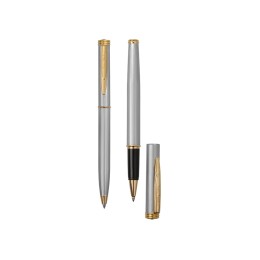 Набор Pierre Cardin коллекция «ПАРА (PEN&PEN)» : ручка шариковая + роллер. Корпус - латунь, отделка - глянцевое покрытие. Детали дизайна - позолота. Цвет - серебристо-бежевый. Упаковка Е.