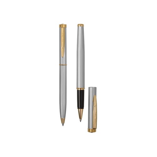 Набор Pierre Cardin коллекция «ПАРА (PEN&PEN)» : ручка шариковая + роллер. Корпус - латунь, отделка - глянцевое покрытие. Детали дизайна - позолота. Цвет - серебристо-бежевый. Упаковка Е.