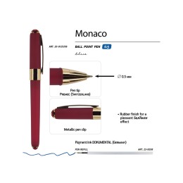 Ручка пластиковая шариковая «Monaco», 0,5мм, синие чернила, бордовый