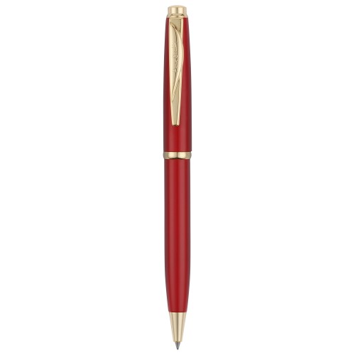 Ручка шариковая Pierre Cardin коллекция «ГАММА КЛАССИКА (GAMME CLASSIC)». Корпус - латунь с лакированным покрытием. Отделка и детали дизайна - сталь с позолотой. Цвет - красный. Упаковка E.