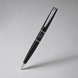 Ручка шариковая Pierre Cardin коллекция «ВЕСЫ | LIBRA». Корпус и колпачок - латунь, лак, акрил. Отделка и детали дизайна - сталь и хром. Цвет акрил.вставки - черный, корпус - черный. Упаковка В