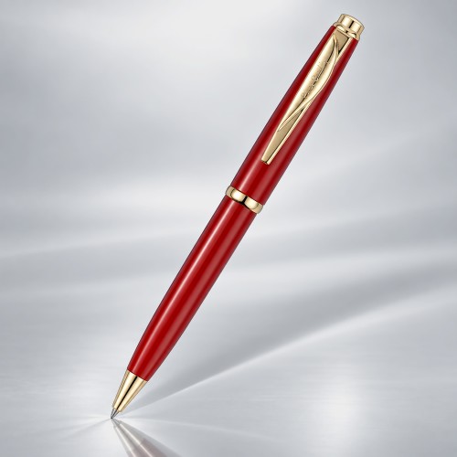 Ручка шариковая Pierre Cardin коллекция «ГАММА КЛАССИКА (GAMME CLASSIC)». Корпус - латунь с лакированным покрытием. Отделка и детали дизайна - сталь с позолотой. Цвет - красный. Упаковка E.