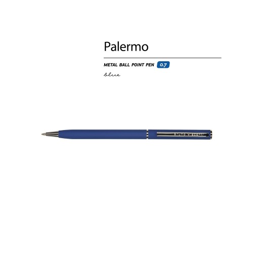 Ручка шариковая автоматическая BrunoVisconti® "PALERMO" цвет корпуса синий, soft-touch, 0.7 мм