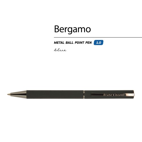 Ручка "Bergamo" шариковая автоматическая, черный металлический корпус, 0.7 мм, синяя