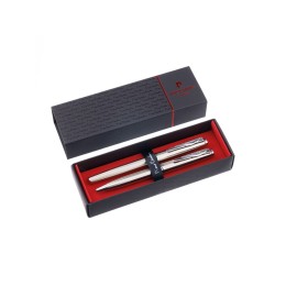 Набор Pierre Cardin коллекция «ПАРА (PEN&PEN)» : ручка шариковая + роллер. Корпус - латунь и хромоникилевое покрытие.Отделка и детали дизайна - сталь, хром. Цвет - серебристый. Упаковка Е.