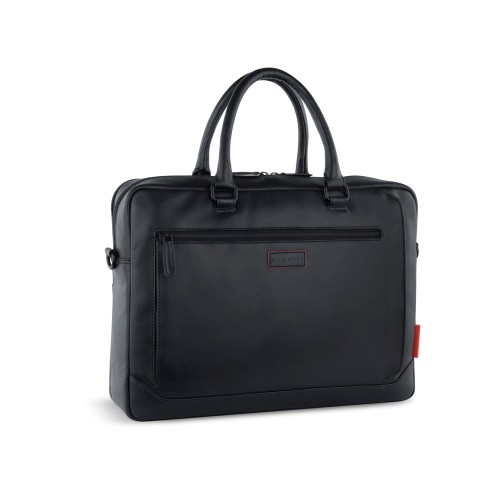 Портфель мужской BUGATTI КЛАРК | CLARK, чёрный, воловья кожа/полиэстер, 40х9,5х29 см, 10 л