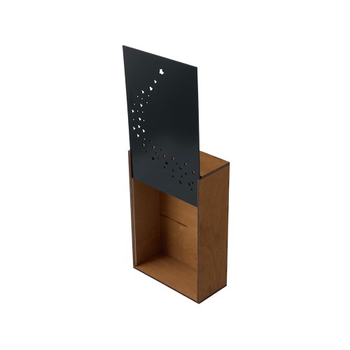 Подарочная коробка из фанеры Constellation 330х220х100 мм, фанера 6 мм, крышка на выдвижных пазах черная ЛХДФ 3 мм, бечевка