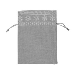Мешочек подарочный новогодний, хлопок, средний, серый
