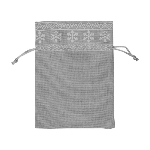 Мешочек подарочный новогодний, хлопок, средний, серый