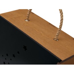 Подарочная коробка из фанеры Constellation 330х220х100 мм, фанера 6 мм, крышка на выдвижных пазах черная ЛХДФ 3 мм, бечевка