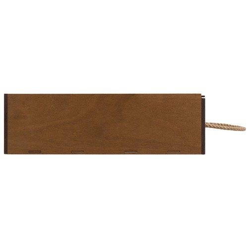 Подарочная коробка из фанеры Constellation 330х220х100 мм, фанера 6 мм, крышка на выдвижных пазах черная ЛХДФ 3 мм, бечевка