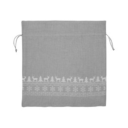 Мешочек подарочный новогодний, джут, большой, серый