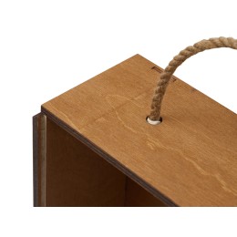 Подарочная коробка из фанеры Constellation 330х220х100 мм, фанера 6 мм, крышка на выдвижных пазах черная ЛХДФ 3 мм, бечевка