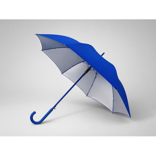 Зонт-трость "Silver Color" полуавтомат, синий/серебристый