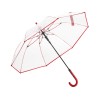 Зонт-трость 7112 Pure с прозрачным куполом, полуавтомат, прозрачный/красный