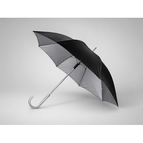 Зонт-трость полуавтомат "Майорка", черный/серебристый