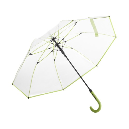 Зонт-трость 7112 Pure с прозрачным куполом, полуавтомат, прозрачный/лайм