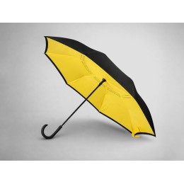 Зонт-трость наоборот Inversa, полуавтомат, черный/желтый