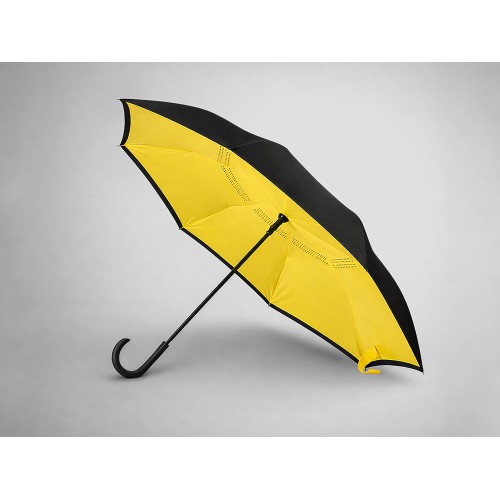 Зонт-трость наоборот Inversa, полуавтомат, черный/желтый