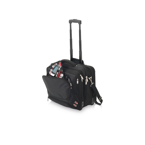 Чемодан на колесиках "Proton", удобная для прохождения досмотра, черный