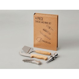 Подарочный набор для вина и сыра Reze из 4 предметов, натуральный