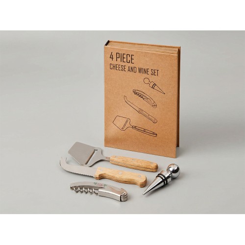 Подарочный набор для вина и сыра Reze из 4 предметов, натуральный
