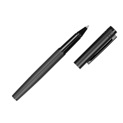 Набор из шариковой ручки и ручки-роллера с анодированным зеркальным слоем в подарочной коробке "Monarch Black", черный