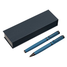 Подарочный набор из 2-х ручек "Black Lama" soft-touch, темно-синий