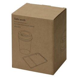 Антибактериальный набор с блокнотом и стаканом  "Safe work", белый