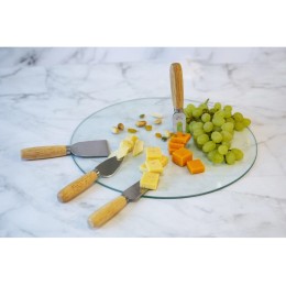 Набор для сыра с круглой стеклянной доской 5в1