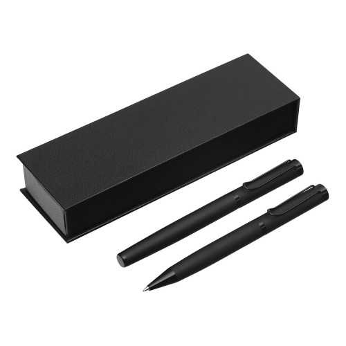 Подарочный набор из 2-х ручек "Black Lama" soft-touch, черный