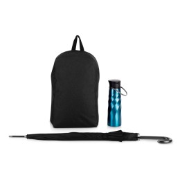 Подарочный набор с бутылкой для воды, зонтом и рюкзаком " Water element" , синий