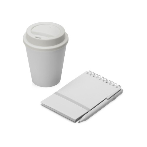 Антибактериальный набор с блокнотом и стаканом  "Safe work", белый