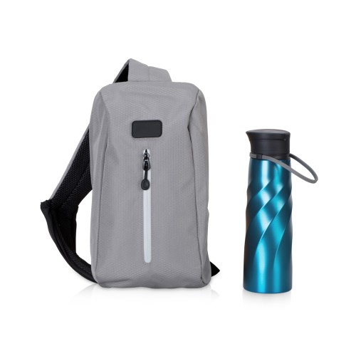 Подарочный набор с бутылкой для воды в сумке - слинге "
Athletic nomad", синий