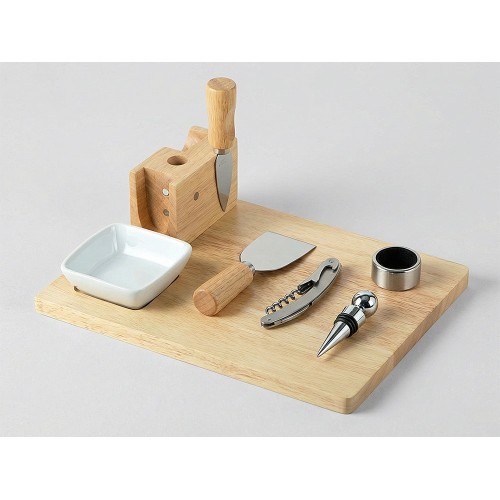 Набор Save time для сыра и вина со съемной подставкой, натуральный, серебристый