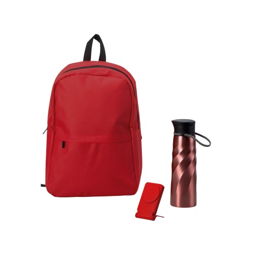 Подарочный набор с магнитным аккумулятором и бутылкой для воды "Waterpower", красный