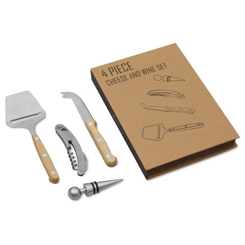 Подарочный набор для вина и сыра Reze из 4 предметов, натуральный