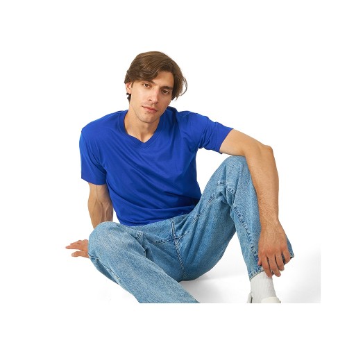 Футболка "Heavy Super Club" мужская с V-образным вырезом, кл. синий