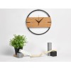 Деревянные часы с металлическим ободом, диаметр 30 см, "Time Wheel" горизонтальные, натуральный/черн