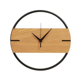 Деревянные часы с металлическим ободом, диаметр 30 см, "Time Wheel" горизонтальные, натуральный/черн