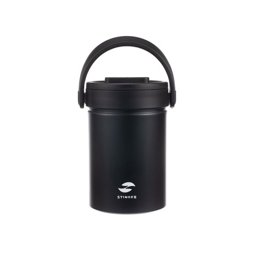 Термос ланч-бокс Stinger, 1,7 л, широкий, сталь, чёрный, три контейнера, 16,1 x 14,9 x 21,5