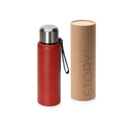 Вакуумный термос "Story" c покрытием powder, тубус, красный