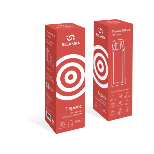 Термос Relaxika 101 (0,5 литра), красный (без лого)