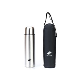 Термос Stinger с чехлом, 1 л, узкий, сталь/кожзаменитель, с чехлом, серебристый, 8,6 х 8,6 х 31,4 см