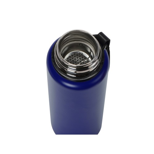 Вакуумный термос "Story" c покрытием powder, тубус, синий
