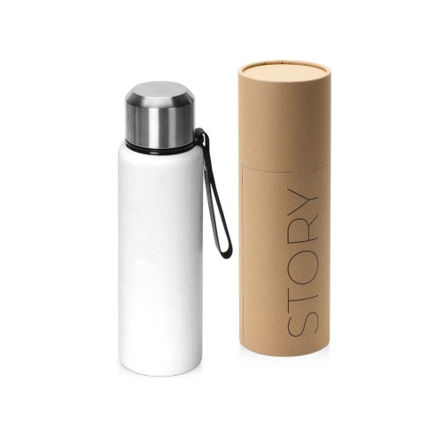 Вакуумный термос "Story" c покрытием powder, тубус, белый