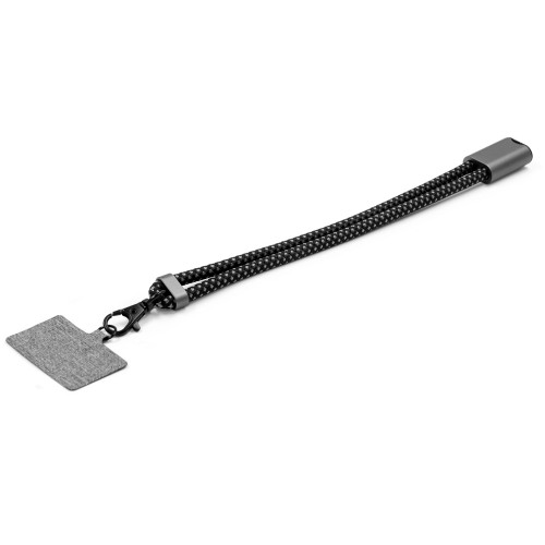 Ремешок-держатель для телефона с зарядным кабелем USB-C - USB-C «Lany Wristband Charge Eco», серый